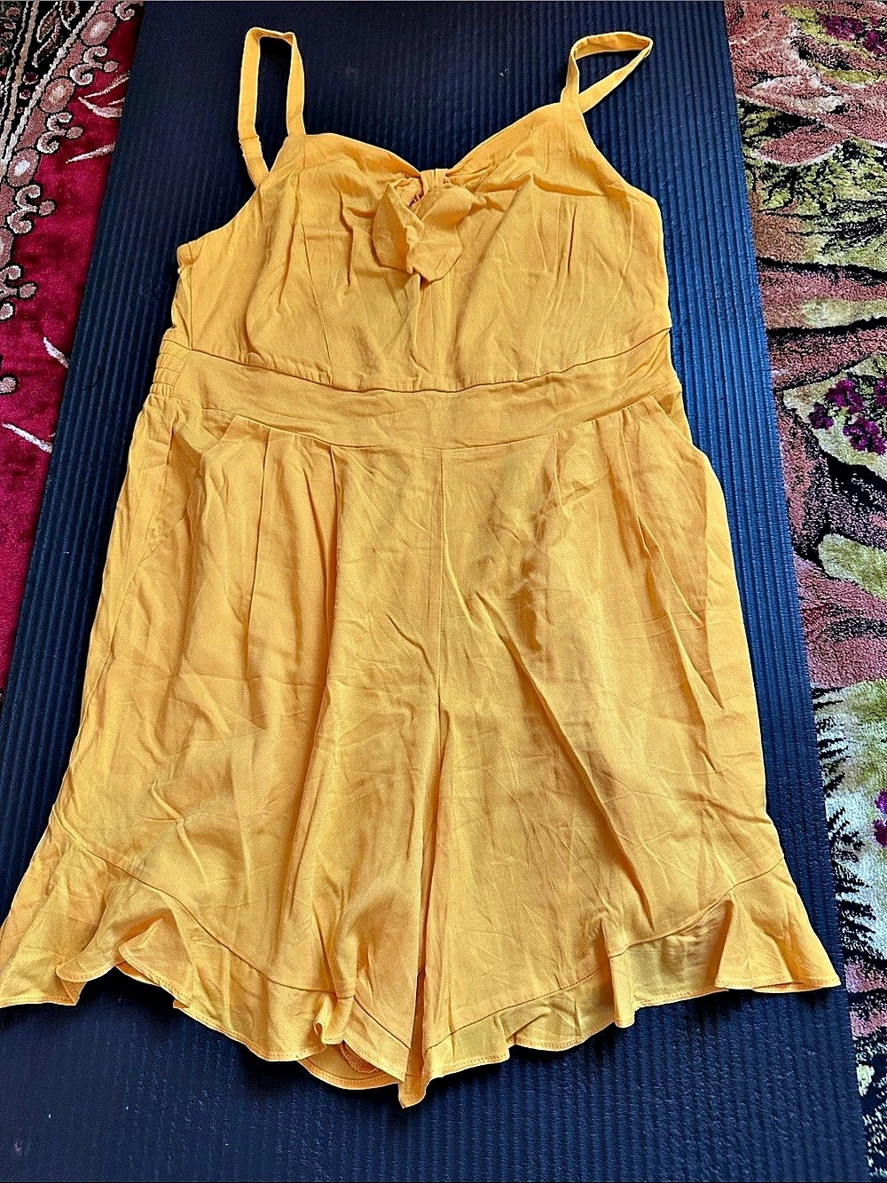 Torrid Yellow Stretch Challis Bow Strap Romper Ruffle Romper in Yellow Size 10
